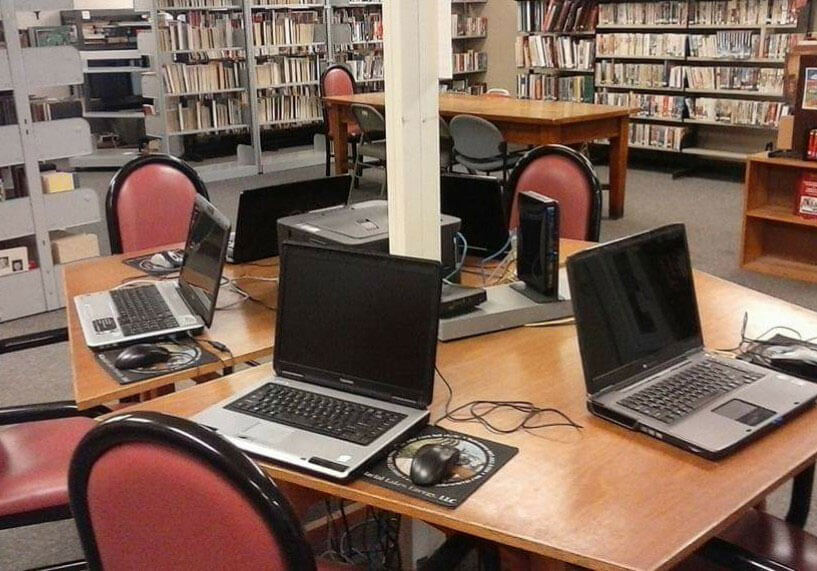 Interior of Waubay library computer station